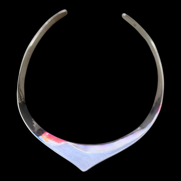 Vintage Sterling Solid Torque Necklace - Picture 3 of 4